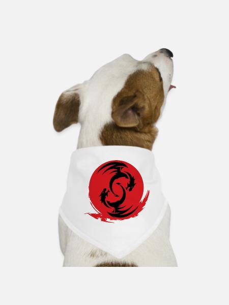 Red Dragon Circle - Dog Bandana - white - Front