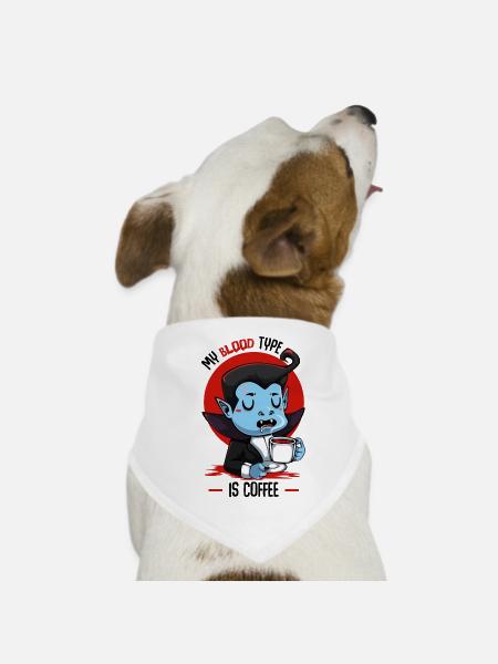 Blutkaffee Vampir Cartoon - Hunde-Bandana - Weiß - Vorne