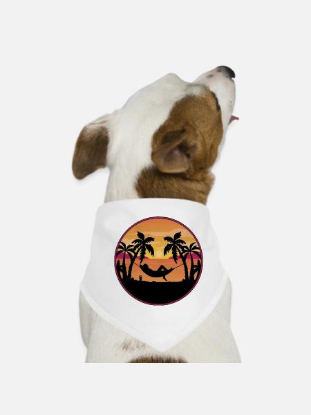 Palm Trees Hammock Sunset - Dog Bandana - white - Front