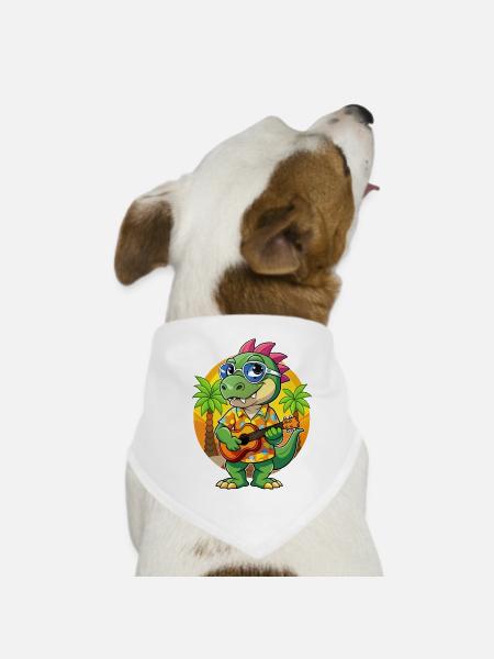 Lustige Dinosaurier Cartoon Sommer Strand Sonnenbrille - Hunde-Bandana - Weiß - Vorne