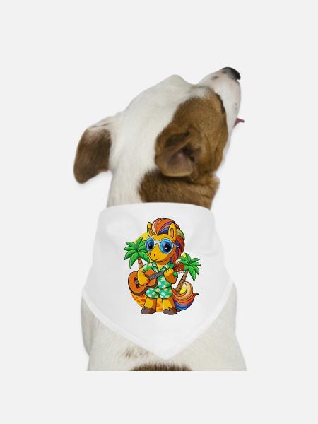 Drôle Pony Summer Beach Lunettes de soleil hawaïenne - Bandana pour chien - blanc - Devant