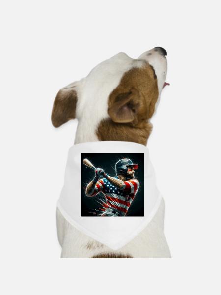 American Baseball Stylish Fan Design - Dog Bandana - white - Front