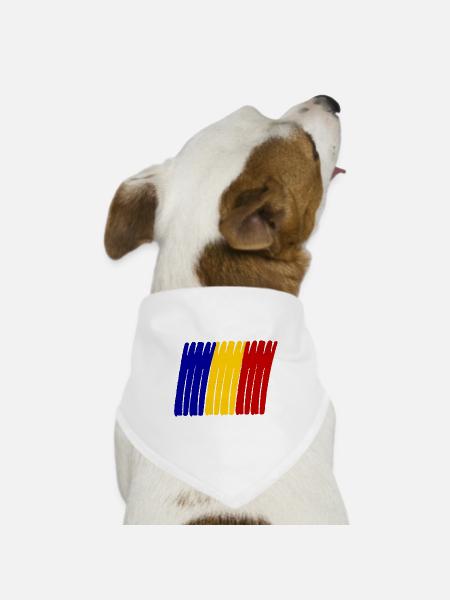 Rumänien painted Flag - Hunde-Bandana Dreieckstuch - Weiß