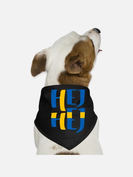 SCHWEDEN HEJ HEJ SCHWEDISCH - Hunde-Bandana - Schwarz - Vorne