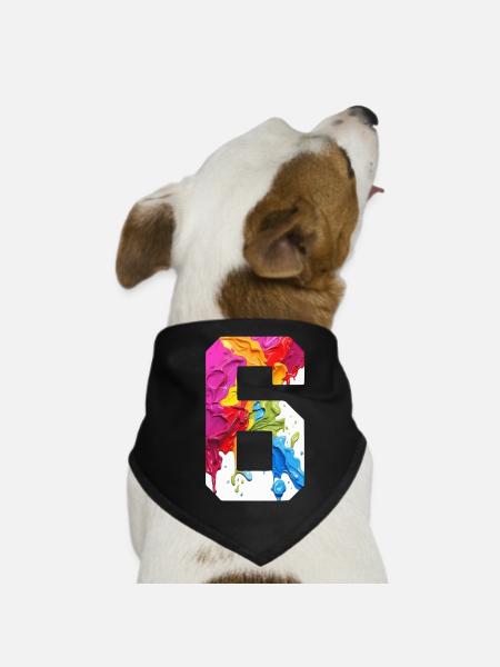FARBIG NUMMER 6 BUNT 6. GEBURTSTAG - Hunde-Bandana - Schwarz