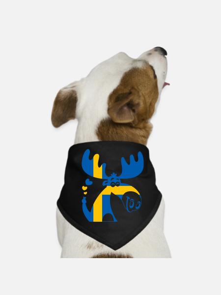 ELCH SCHWEDEN FLAGGE - Hunde-Bandana - Schwarz - Vorne
