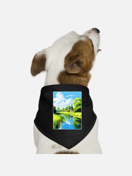 Spreewald Deutschland Vintage Reiseplakat Souvenir - Hunde-Bandana - Schwarz - Vorne