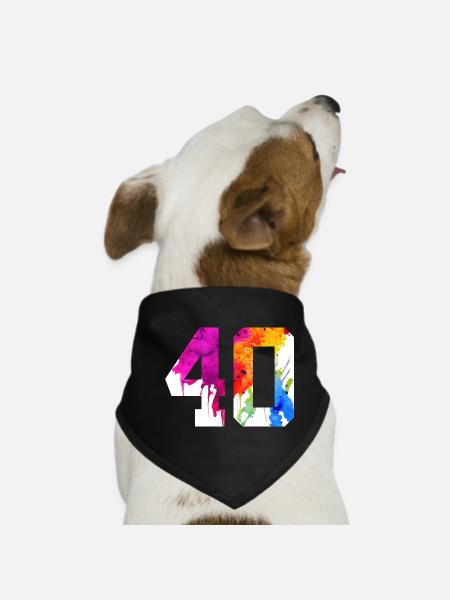 NUMBER 40 YEARS OLD 40TH BIRTHDAY - Dog Bandana - black - Front