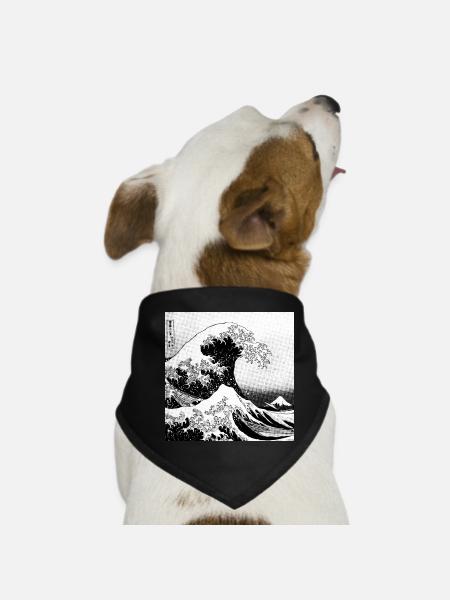 Japanische Welle Kanagawa Style bd - Hunde-Bandana - Schwarz - Vorne