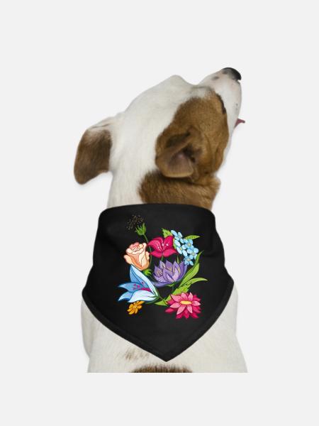 Frühling Flowers - Hunde-Bandana - Schwarz - Vorne