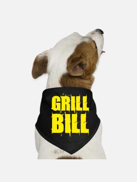 Lustiges Grill Bill BBQ Spruch Geschenk Shirt - Hunde-Bandana - Schwarz - Vorne