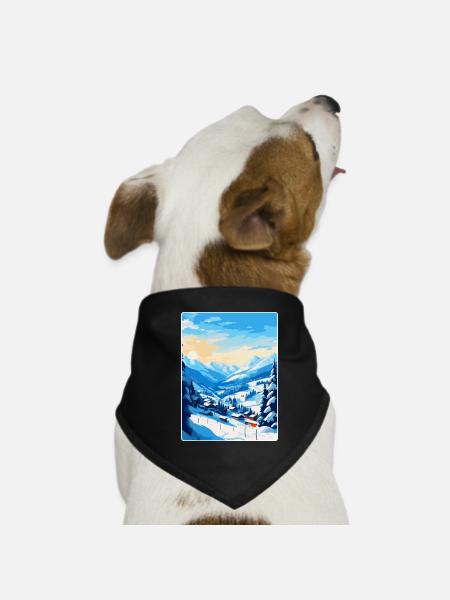 Saalbach Austria Vintage Travel Poster Souvenir - Dog Bandana - black - Front
