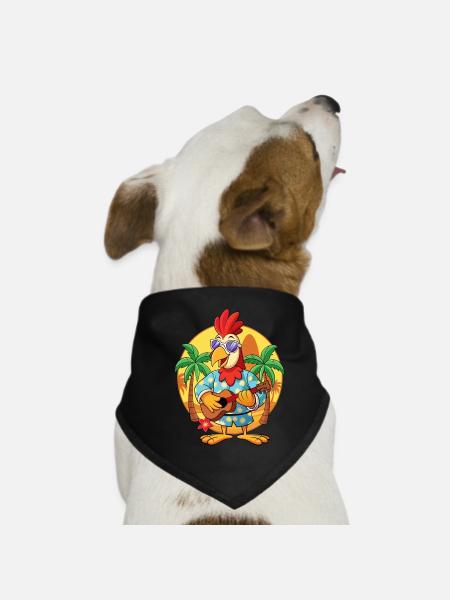 Lustige Hahn Cartoon Sommer Strand Sonnenbrille - Hunde-Bandana - Schwarz - Vorne