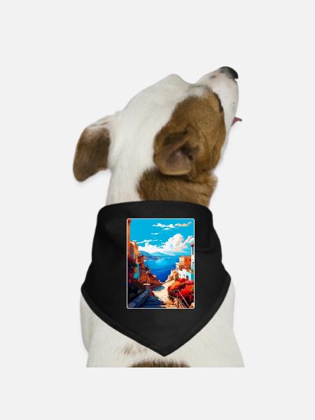 Crète Grèce Affiche de voyage vintage WPA Souvenir - Bandana pour chien - noir - Devant
