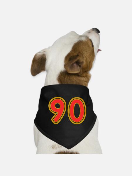 90. 90 JAHRE. 90-JÄHRIGES JUBILÄUM. 90-JÄHRIGES JUBILÄUM. - Hunde-Bandana - Schwarz - Vorne