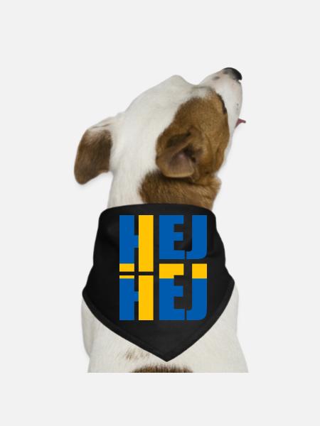 SCHWEDISCH HEJ HEJ SCHWEDEN - Hunde-Bandana - Schwarz - Vorne