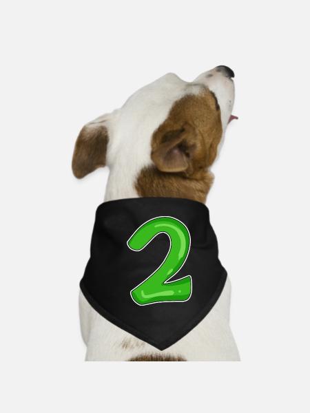 Nummer 2 Grün - Hunde-Bandana - Schwarz - Vorne