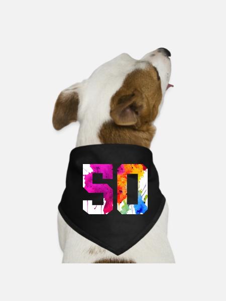 NUMMER 50 JAHRE ALT 50. GEBURTSTAG - Hunde-Bandana - Schwarz - Vorne