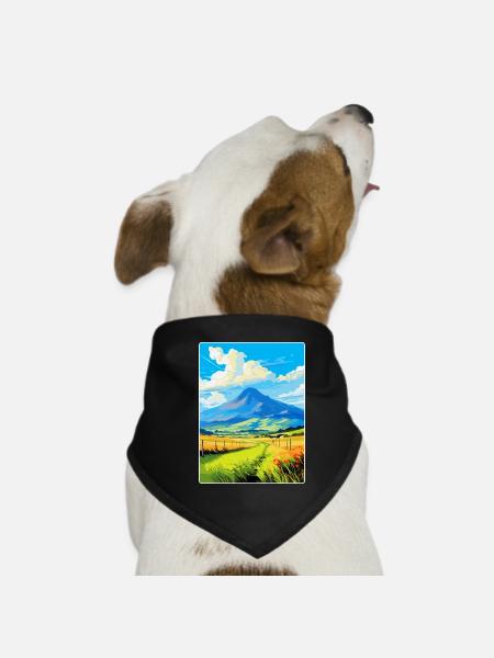 Mourne Mountains Vintage Reise Poster Souvenir - Hunde-Bandana - Schwarz - Vorne