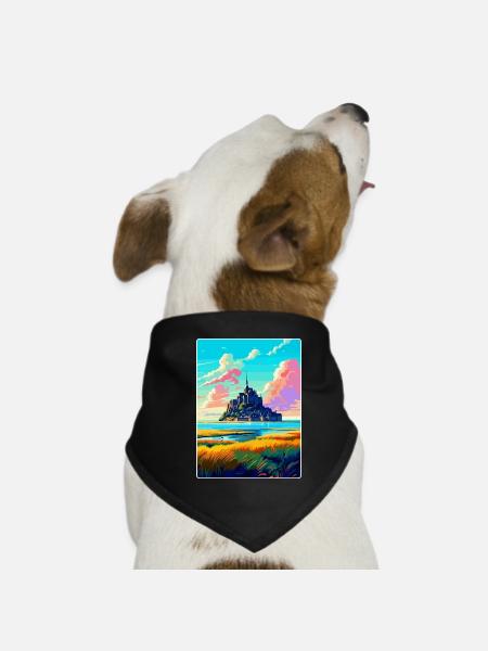Mont Saint Michel Frankreich Vintage Reiseposter WPA - Hunde-Bandana - Schwarz - Vorne