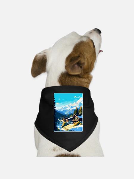 Megève France Affiche de voyage vintage WPA Souvenir - Bandana pour chien - noir - Devant