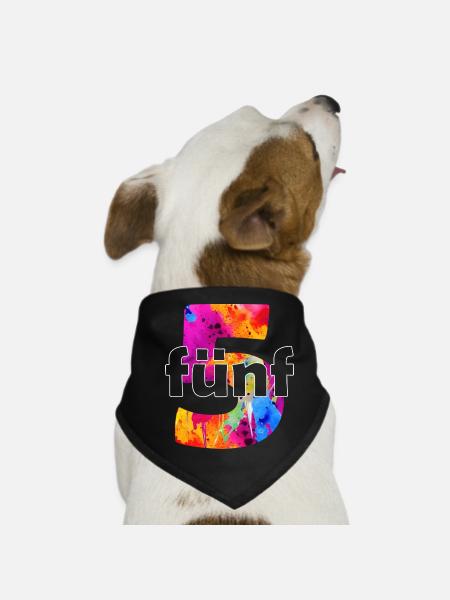 FÜNF 5 JAHRE JUNGE 5. GEBURTSTAG - Hunde-Bandana - Schwarz - Vorne