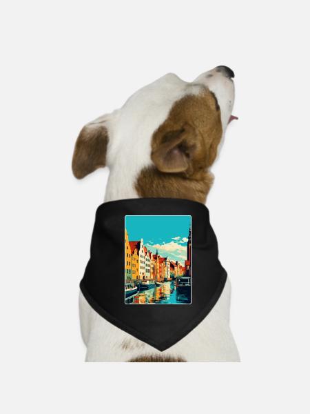 Danzig Polen Vintage Reiseposter WPA Souvenir - Hunde-Bandana - Schwarz - Vorne
