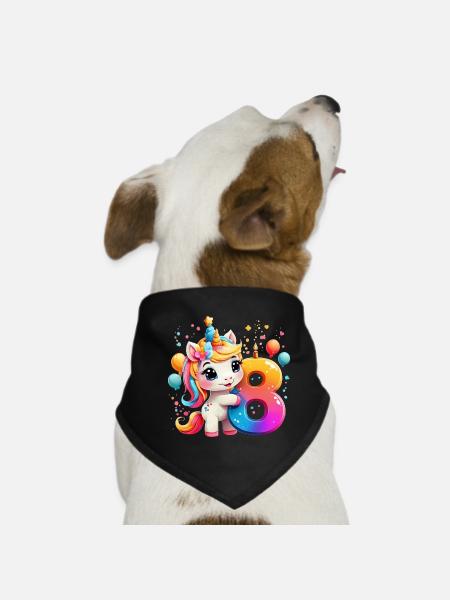 NUMMER 8 JAHRE EINHORN 8. GEBURTSTAG - Hunde-Bandana - Schwarz - Vorne
