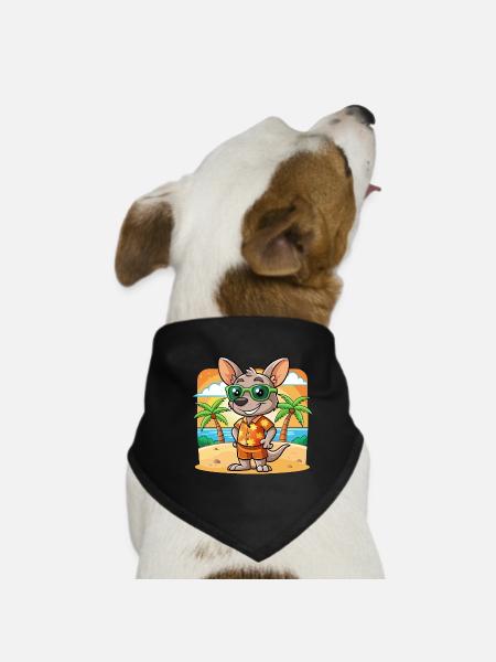 Känguru Lustige Cartoon Sommer Strand Sonnenbrille - Hunde-Bandana - Schwarz - Vorne