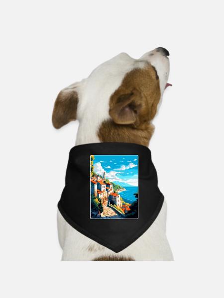 Ston Kroatien Vintage Reiseposter WPA Souvenir - Hunde-Bandana - Schwarz - Vorne