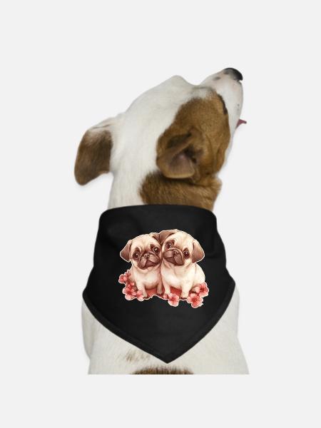 Mops - Hunde-Bandana - Schwarz - Vorne