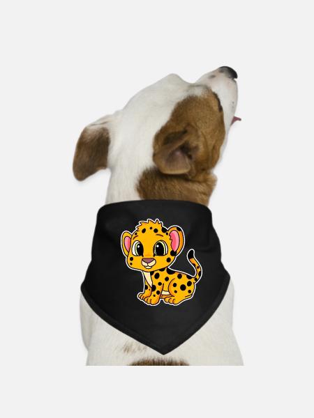 Baby Gepard - Hunde-Bandana - Schwarz - Vorne