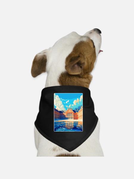 Versailles Frankreich Vintage Reiseplakat Souvenir - Hunde-Bandana - Schwarz - Vorne