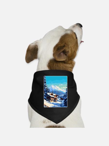 Megève France Affiche de voyage vintage WPA Souvenir - Bandana pour chien - noir - Devant