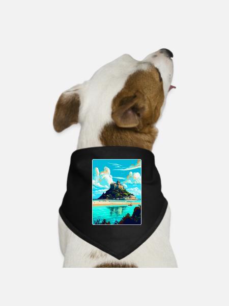 St Michaels Mount England Uk Reiseposter WPA - Hunde-Bandana - Schwarz - Vorne