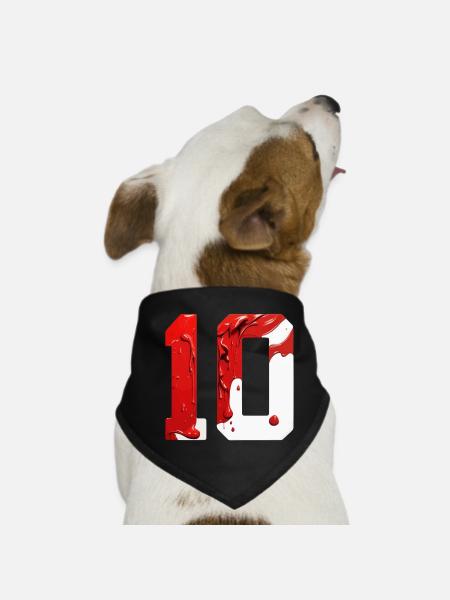 NON. 10 NUMÉRO 10 ROUGE BLANC 10E ANNIVERSAIRE - Bandana pour chien - noir - Devant
