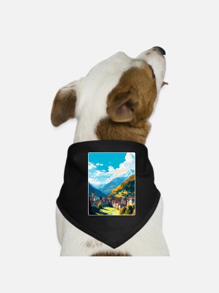 Sion Switzerland Vintage Travel Poster Souvenir - Dog Bandana - black - Front