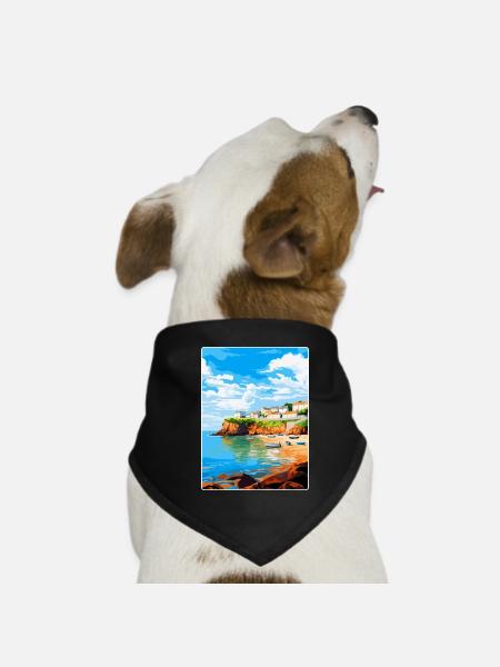 Portscatho Cornwall England Vereinigtes Königreich Reiseposter WPA - Hunde-Bandana - Schwarz - Vorne