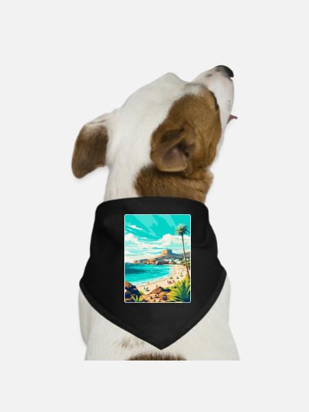 Gran Canaria Spain Vintage Travel Poster Souvenir - Dog Bandana - black - Front