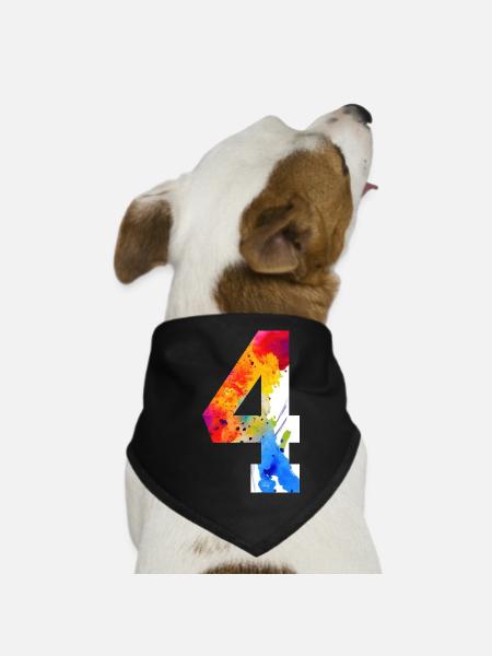 NUMBER 4 YEARS 4TH BIRTHDAY - Dog Bandana - black - Front
