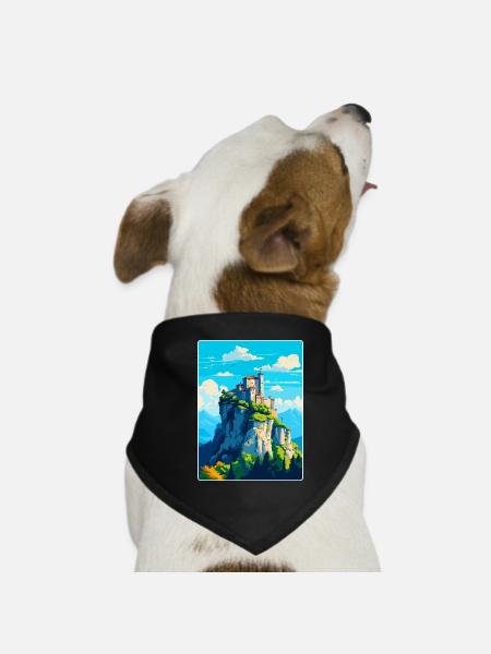 San Marino Vintage Reise Poster Souvenir Souvenir - Hunde-Bandana - Schwarz - Vorne