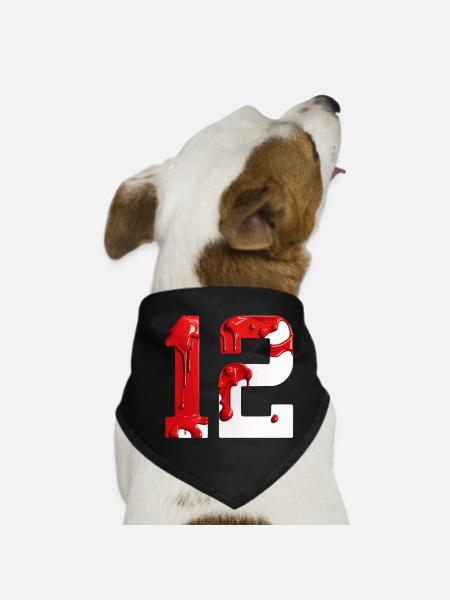 NO. 12 NUMBER 12 RED WHITE 12TH BIRTHDAY - Dog Bandana - black - Front