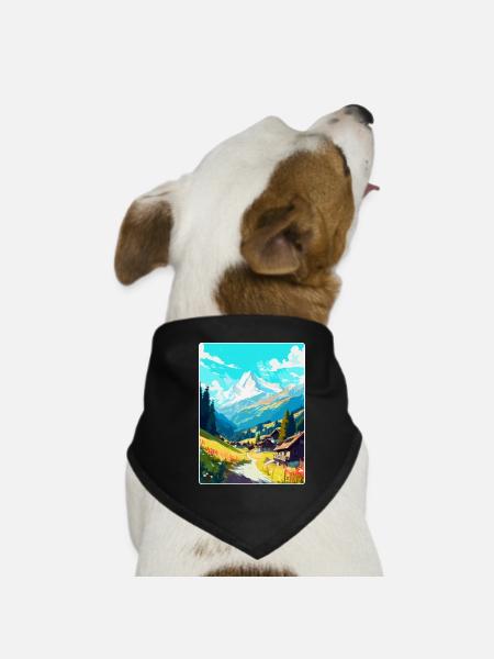 Mayrofen, Autriche, Affiche de voyage vintage, souvenir - Bandana pour chien - noir - Devant