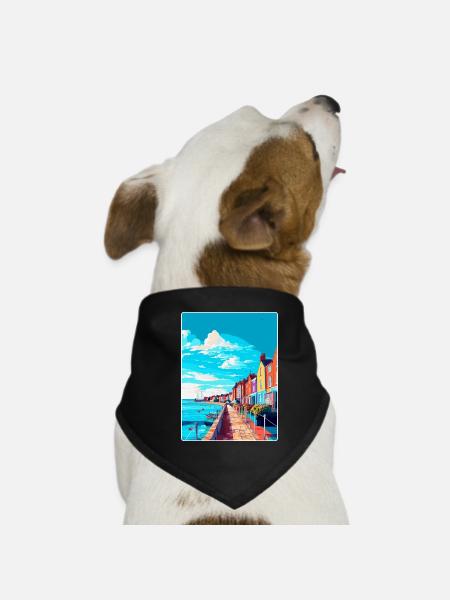 Weymouth England Uk Vintage Reiseposter Souvenir - Hunde-Bandana - Schwarz - Vorne