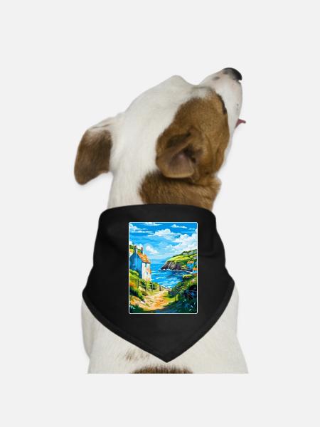 Cadgwith Cornwall, England, Vereinigtes Königreich, Reiseposter, WPA - Hunde-Bandana - Schwarz - Vorne