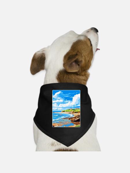 Bude Cornwall, England, Vereinigtes Königreich, Reiseposter, Souvenir - Hunde-Bandana - Schwarz - Vorne