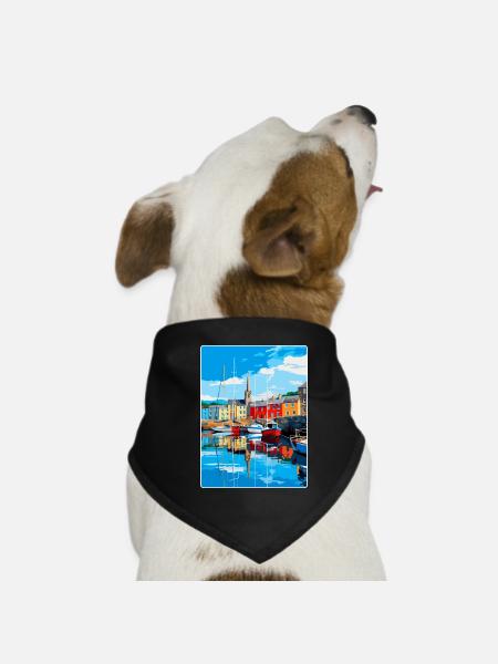 Padstow Cornwall, England, Vereinigtes Königreich, Reiseposter, Souvenir - Hunde-Bandana - Schwarz - Vorne