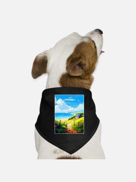 Lamorna, Cornwall, England, Vereinigtes Königreich, Reiseposter, Souvenir - Hunde-Bandana - Schwarz - Vorne