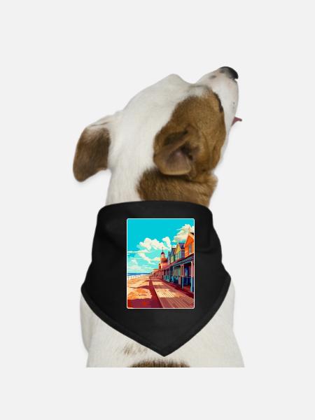 Great Yarmouth, Angleterre, Royaume-Uni, Affiche de voyage, Souvenir - Bandana pour chien - noir - Devant