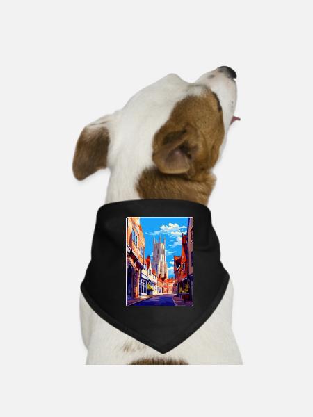 Canterbury England Uk Travel Poster Souvenir WPA - Dog Bandana - black - Front